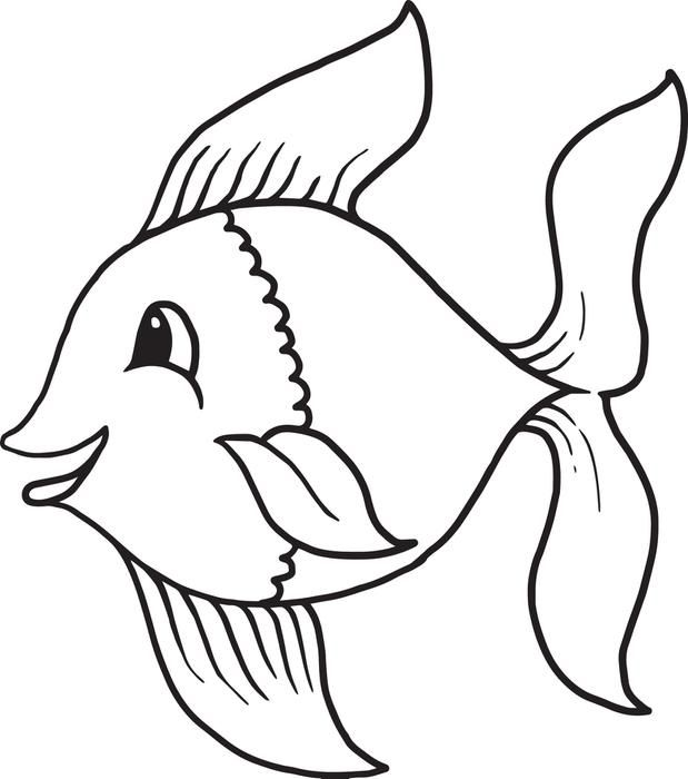 Cartoon Fish Coloring Page 1