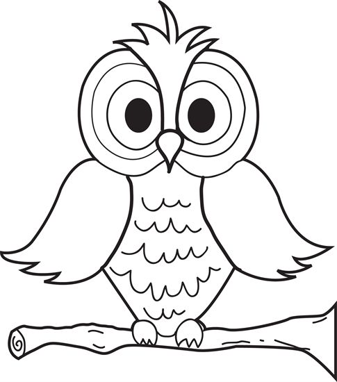 Printable Cartoon Owl Coloring Page for Kids