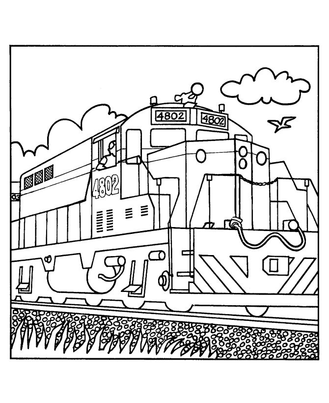 Trains and Railroads Coloring pages Railroad Train coloring