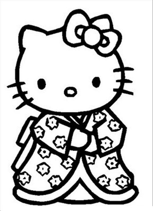 hello kitty coloring pages Hello Kitty Wear Kimono Coloring Pages Hello Kitty