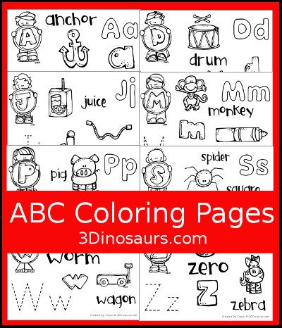 3 Dinosaurs ABC Coloring Pages