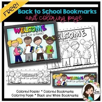 Back to School Bookmarks and Coloring Page Freebie by J39me Designs