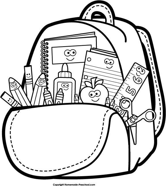 Back to School Clipart Black and White
