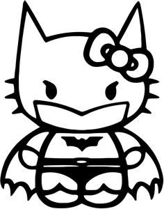 Batman Hello Kitty Coloring Sheet SuperHero SuperHeroes Hero Heroes Colorin