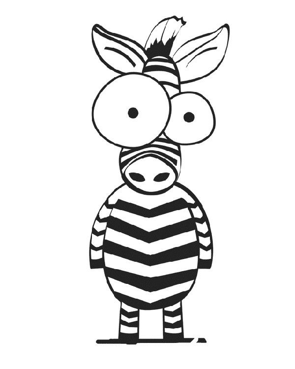 Cartoon coloring pages Crazy eyed Zebra