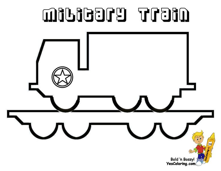Coloring Page of Army Train with Truck