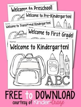 Coloring Pages for Back to School Pre K 1 classrooms