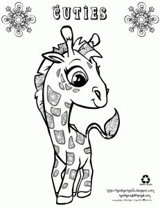 Cute Cartoon Giraffe Coloring Pages