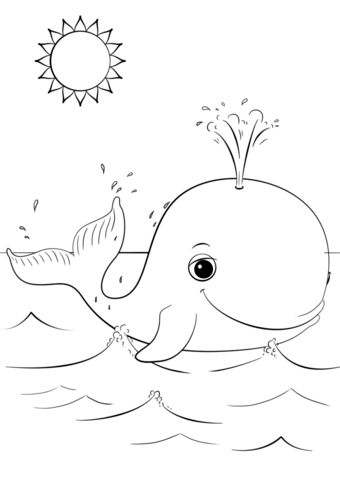 Cute Cartoon Whale coloring page from Cartoon Whale category. Select from 24898