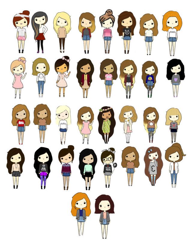Cute cartoon people by tumblinggirl ❤ liked on Polyvore