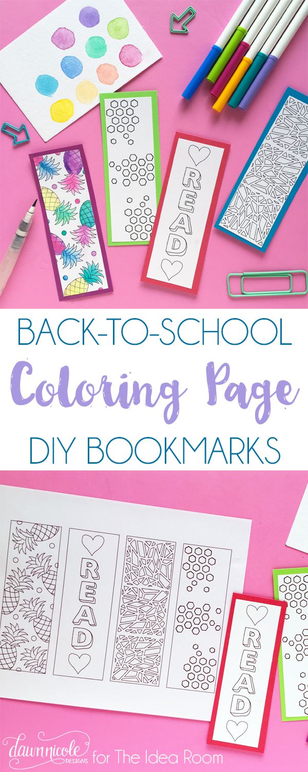 DIY Back to School Coloring Page Bookmarks. Make them for yourself or gift a set