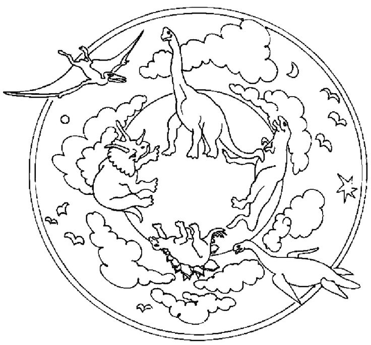 Dinosaurs Mandala Coloring Pages