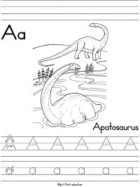 Dinosaurs and Extinct Animals Alphabet Coloring Pages Handwriting Worksheets