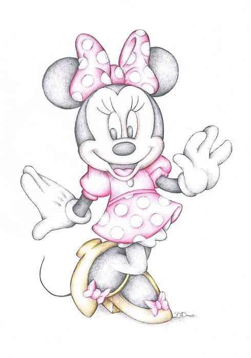 Disney Cartoon Drawings Disney Cartoon Colour Pencil Drawing Drawing Minnie