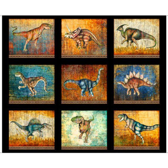 FABRIC BY THE PANEL 36x44 Fabric is 4344 wide LARGE DINOSAUR PATCHES Style