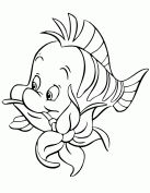 Flounder Biting Flower Cartoon Coloring Page