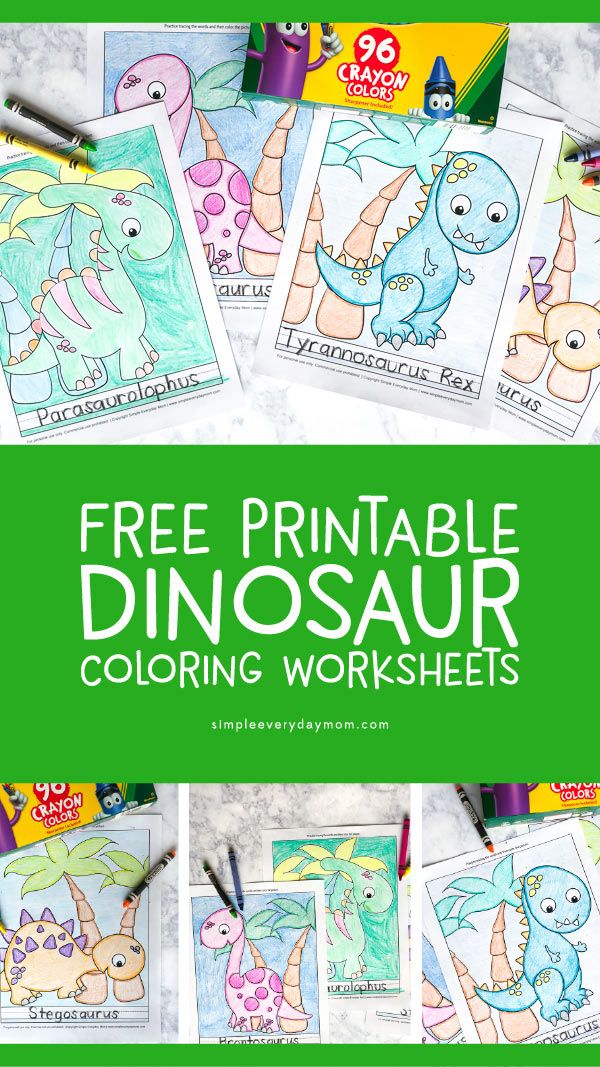 Free Dinosaur Coloring Page Worksheets For Kids Kids art activities dinosa