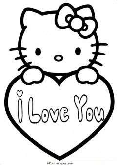 Free printable hello kitty valentines day coloring pages for kids.free print out