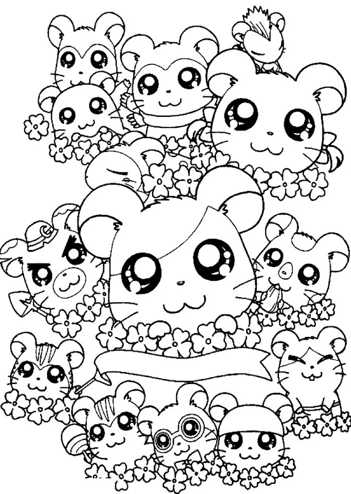 Hamtaro Characters Free Coloring Page Cartoon Coloring Pages on