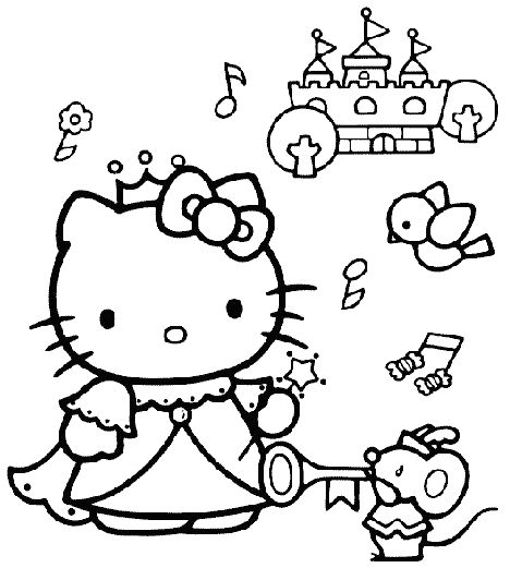 Hello Kitty color page Hello Kitty Hello kitty music colorpage