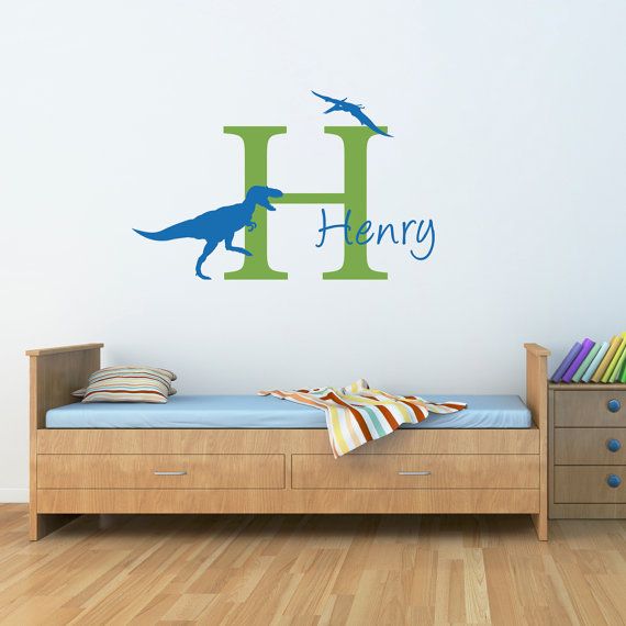 Initial Name Wall Decal with Dinosaurs by StephenEdwardGraphic 36.00