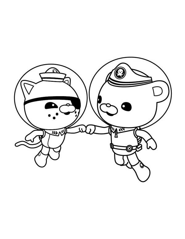 Kwazii and Captain Barnacles of The Octonauts Coloring Page