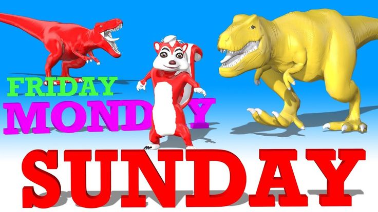 Learn Day Names With Dinosaurs and Animal Colors for children Kids Nurs
