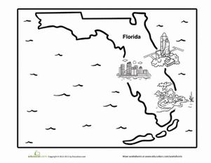 Learn all about the Sunshine State with this cute cartoon coloring page that tak