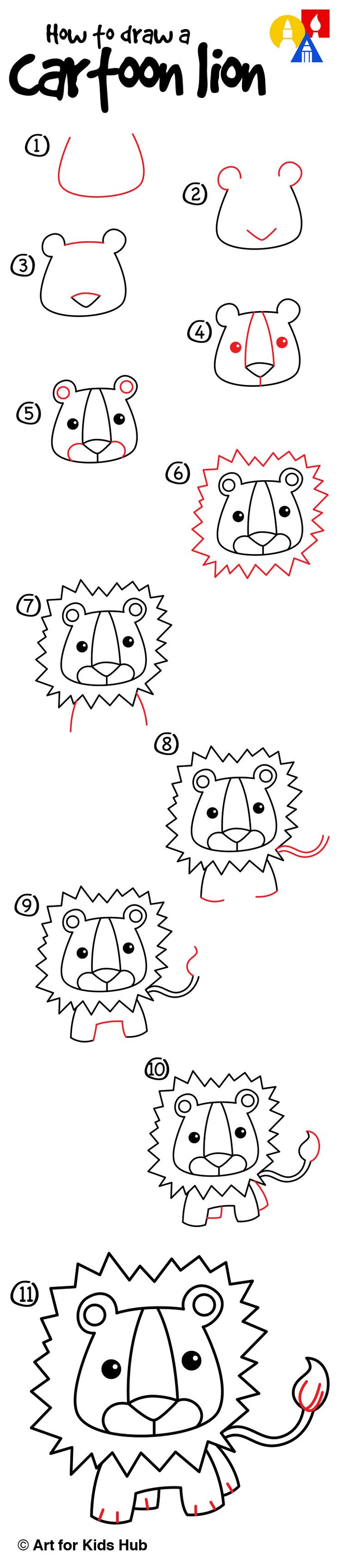 Learn how to draw a cartoon lion