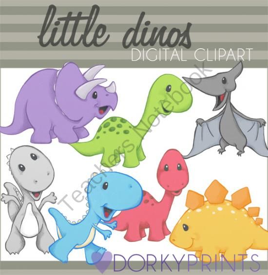 Little Dinos Digital Clip Art from Dorky Doodles on TeachersNotebook.com 7 p