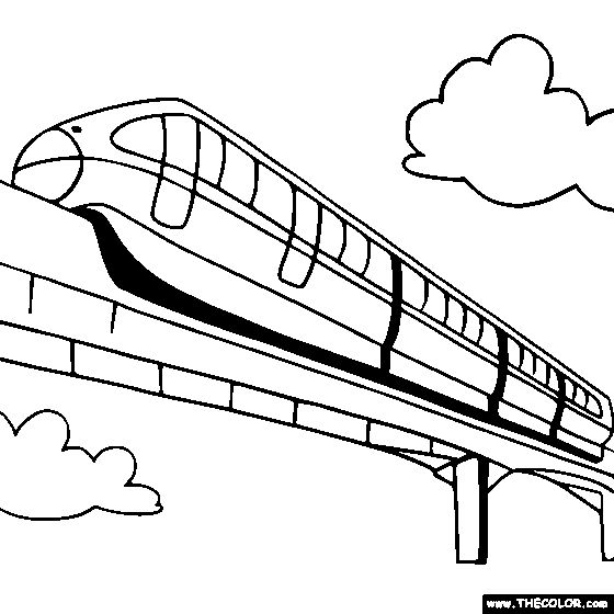Monorail Coloring Page Monorail Train Coloring