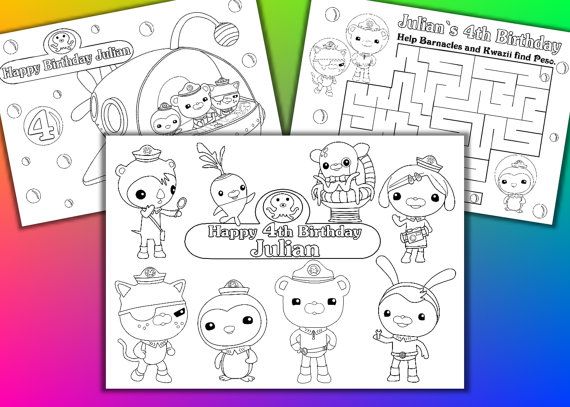 Octonauts Birthday Party Favor Personalized coloring by VSstudio