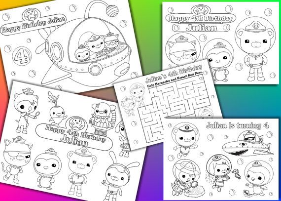 Octonauts Birthday Party Favor Personalized coloring pages activity PDF file