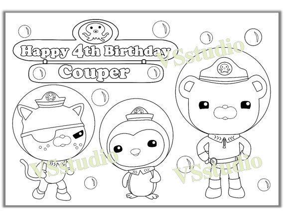 Octonauts Birthday Party coloring page activity PDF file cartoon coloring p