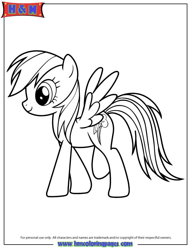 Rainbow Dash My Little Pony Cartoon Coloring Page