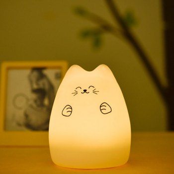 SHARE Get it FREE Touching Cat Cartoon Colorful Ombre LED Night LightFor Fas