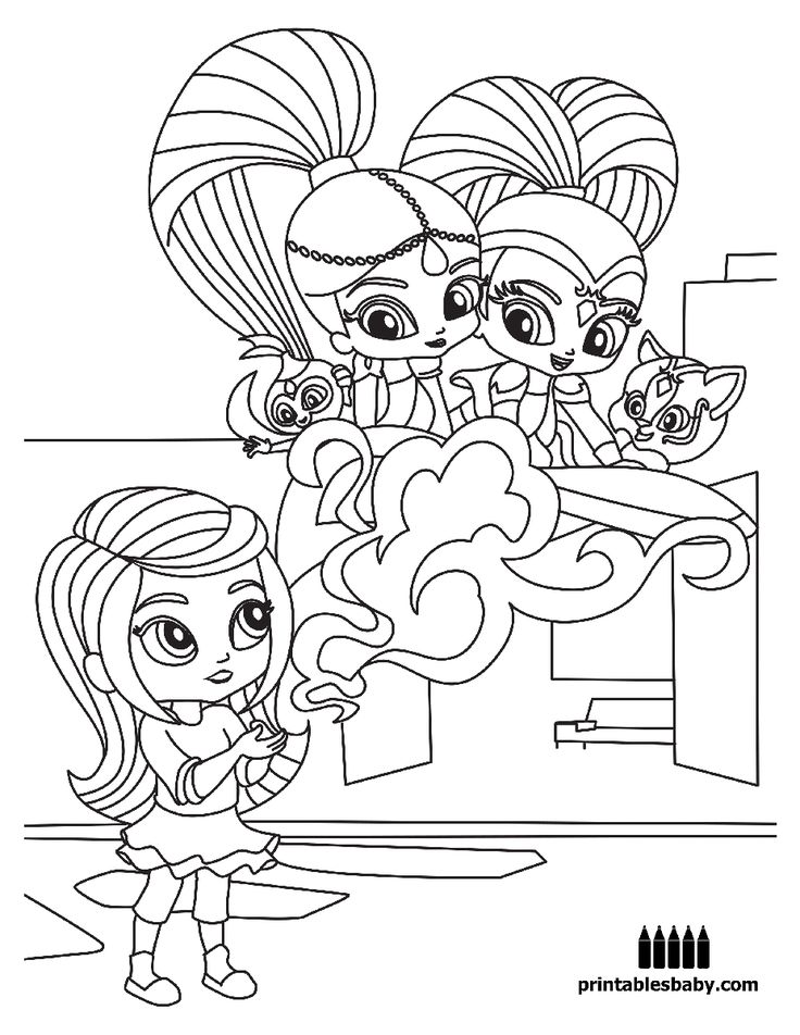 Shimmer And Shine Printables Baby Free Cartoon Coloring Pages
