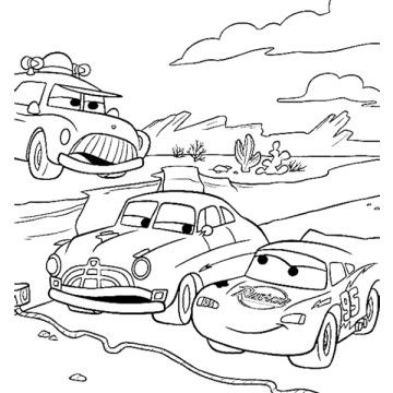 Track Race Cartoon Car Coloring Page