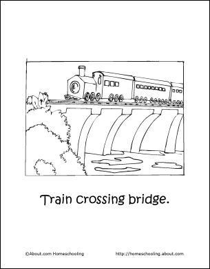 Trains Coloring Book Train Crossing Bridge Coloring Page