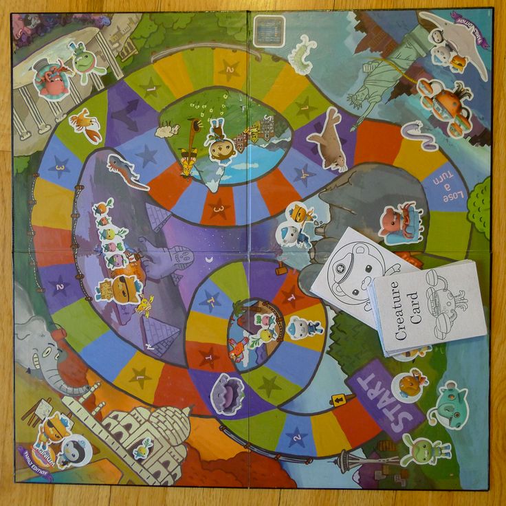 Turned a Cranium board from the thrift store into an Octonauts game with some pa