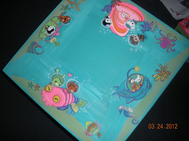 Used coloring pages and painted the Octonauts on a table