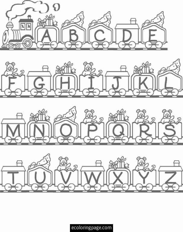 alphabet train coloring page for kids printable