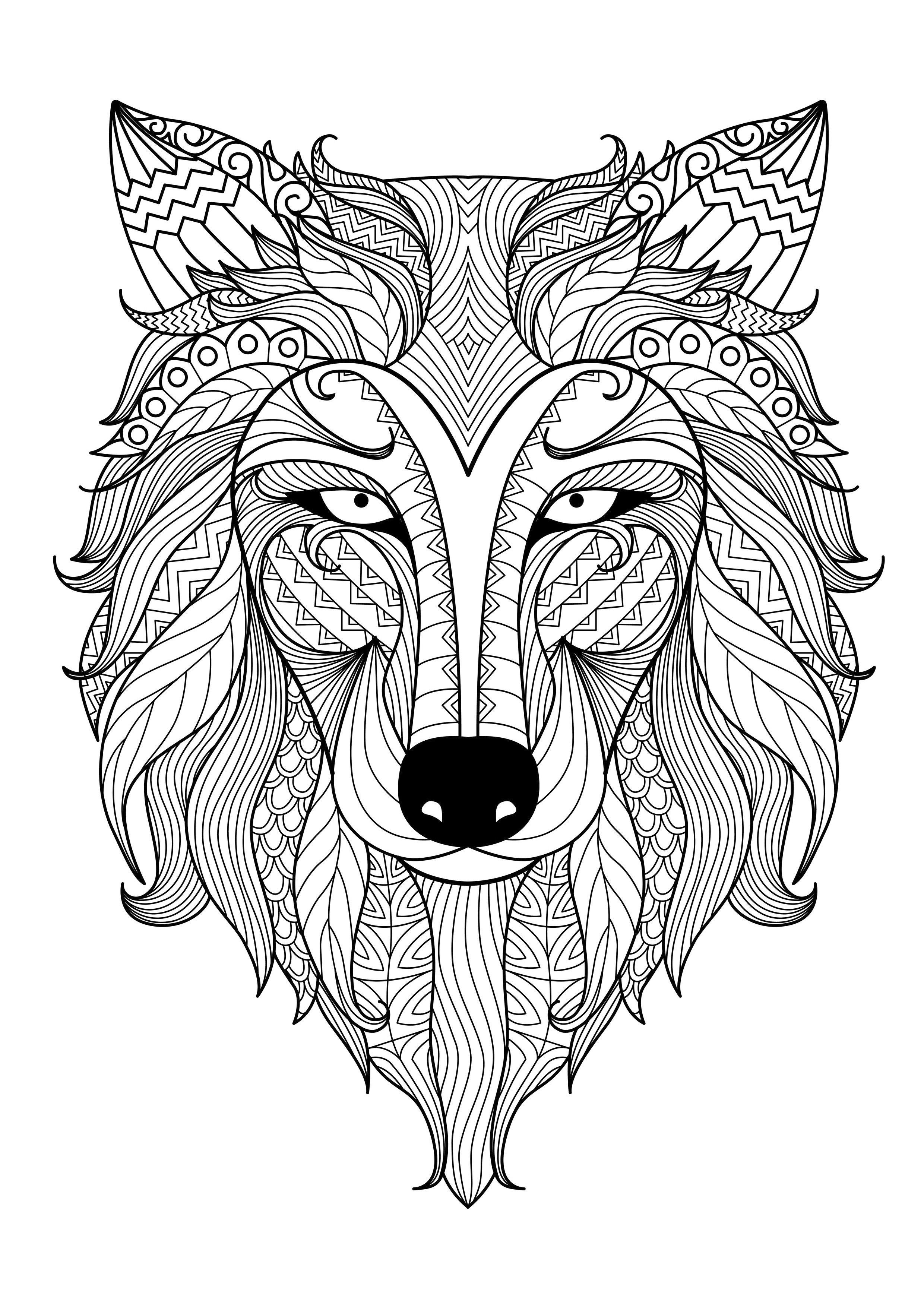 Free coloring page coloring incredible wolf by bimdeedee Incredible adult coloring page of a Wolf by Bimdeedee Source 123rf