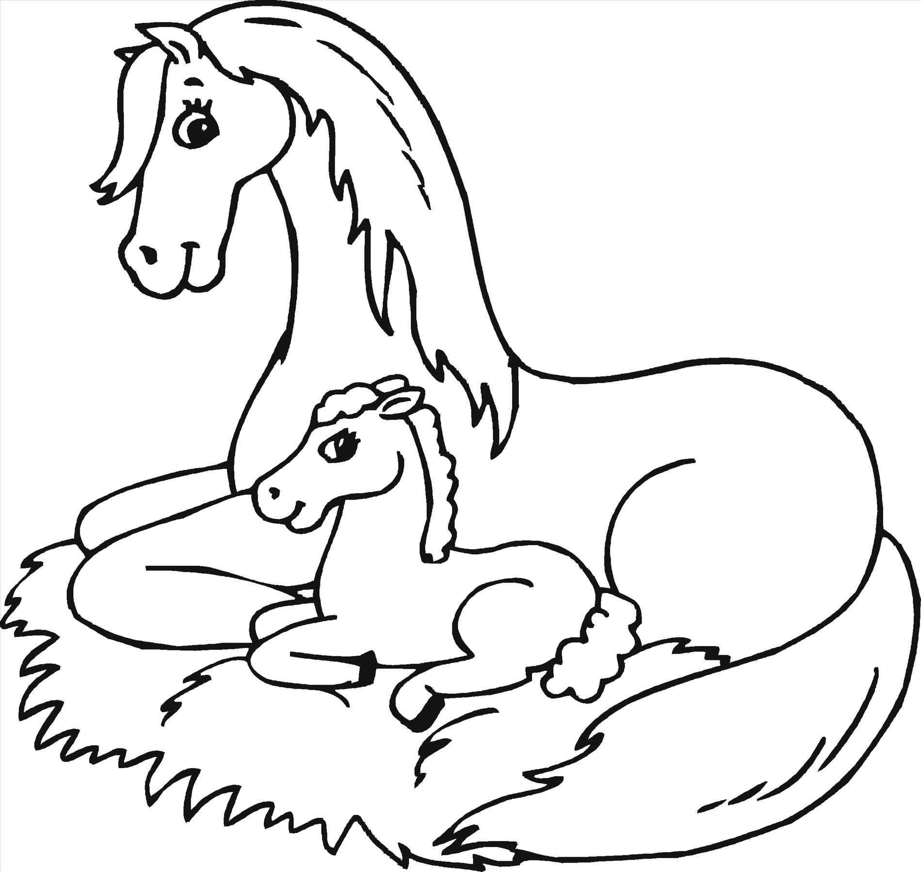 Mom And Baby Horse Coloring Pages line Printable Inside 17