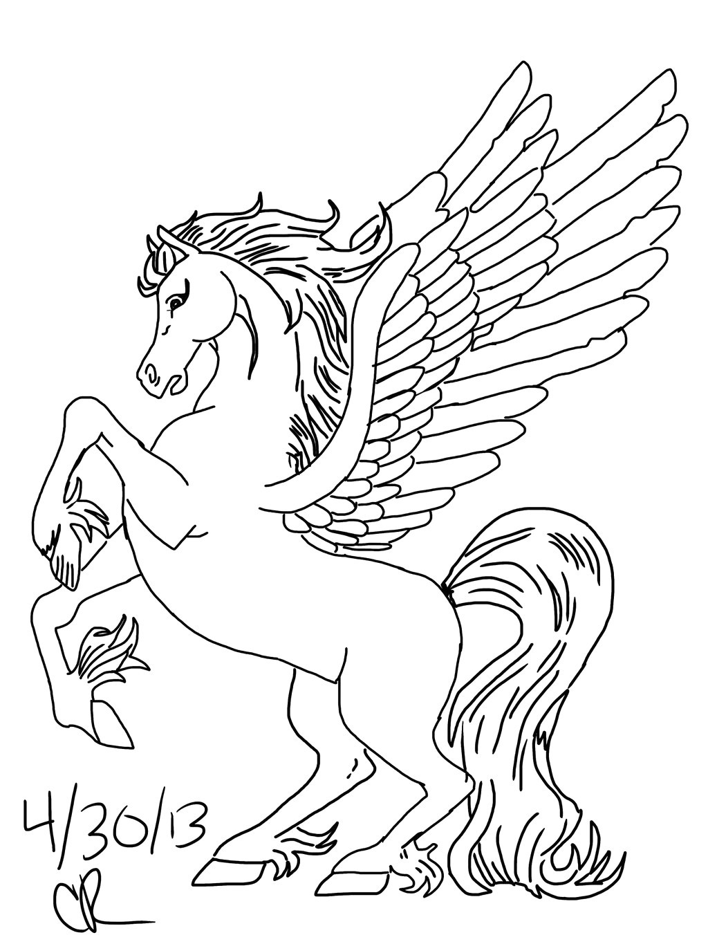 Realistic Winged Unicorn Coloring Pages
