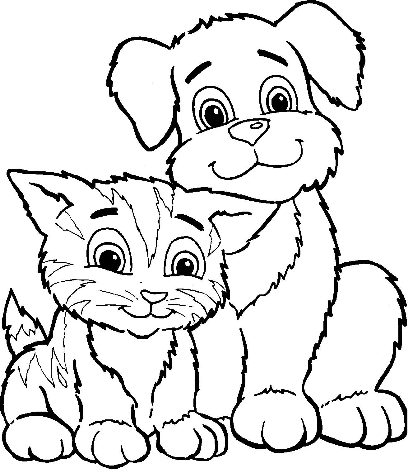 Unique Cat And Dog Coloring Pages 69 In Free Coloring Kids with Cat And Dog Coloring