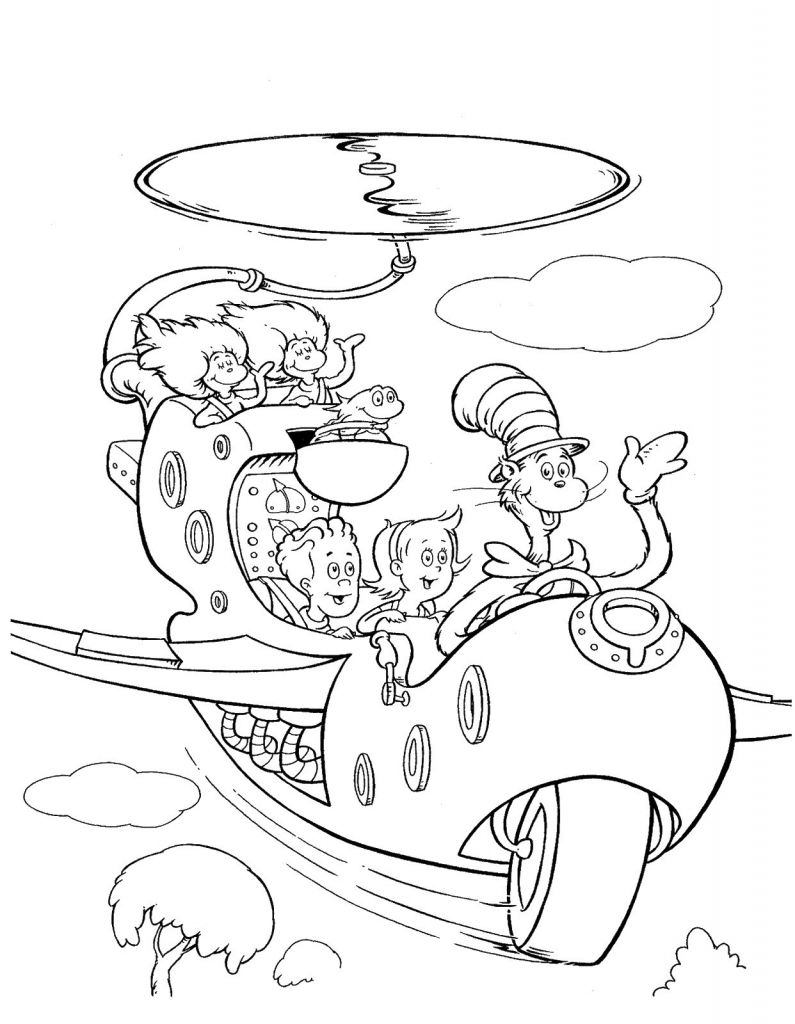Cat In The Hat Coloring Pages Free Printable BubaKids
