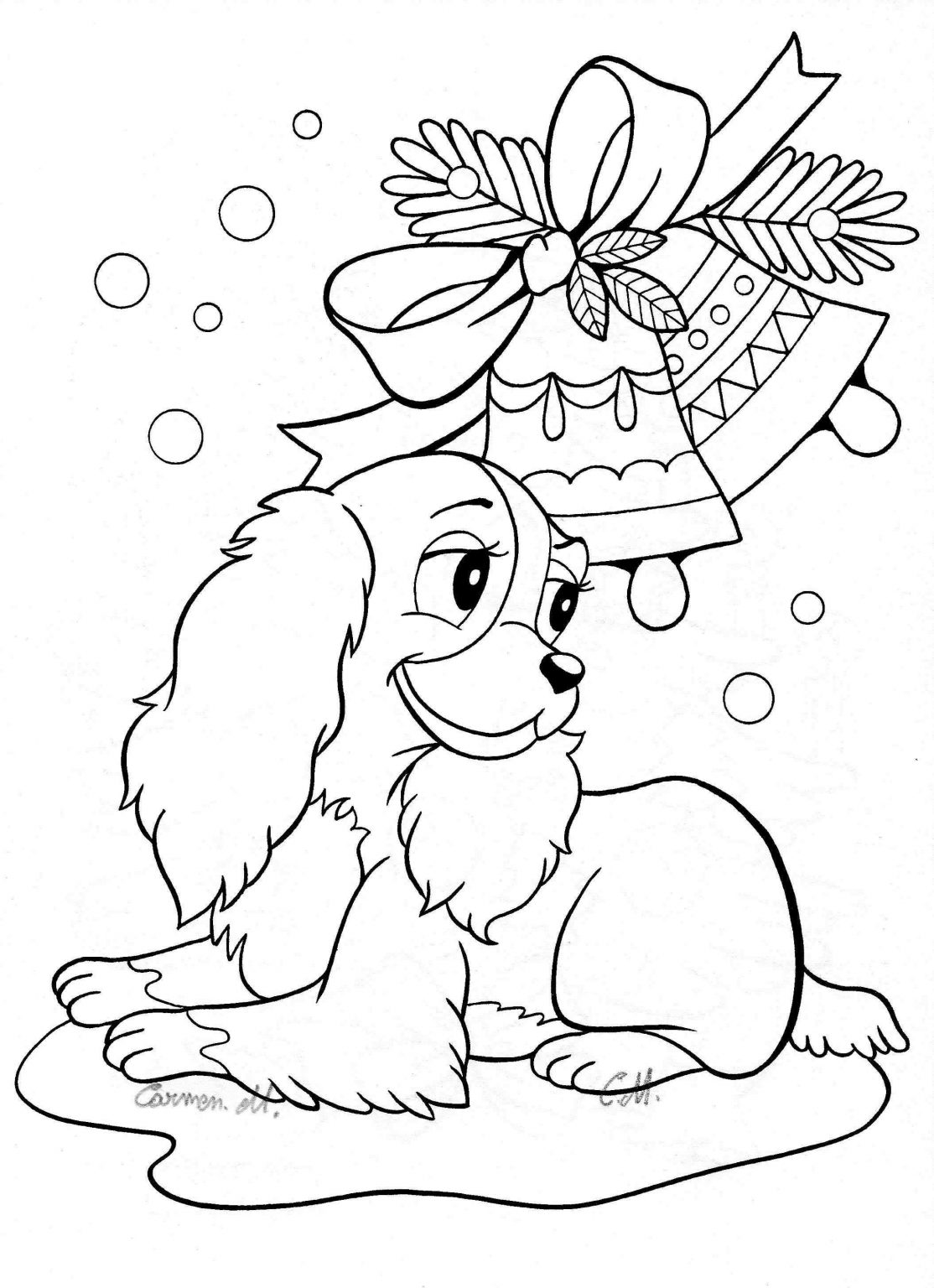 Christmas Coloring Pages Of Puppies | BubaKids.com