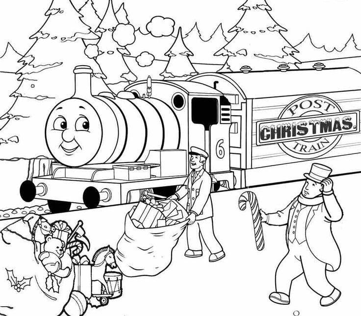 christmas thomas the train coloring pages free
