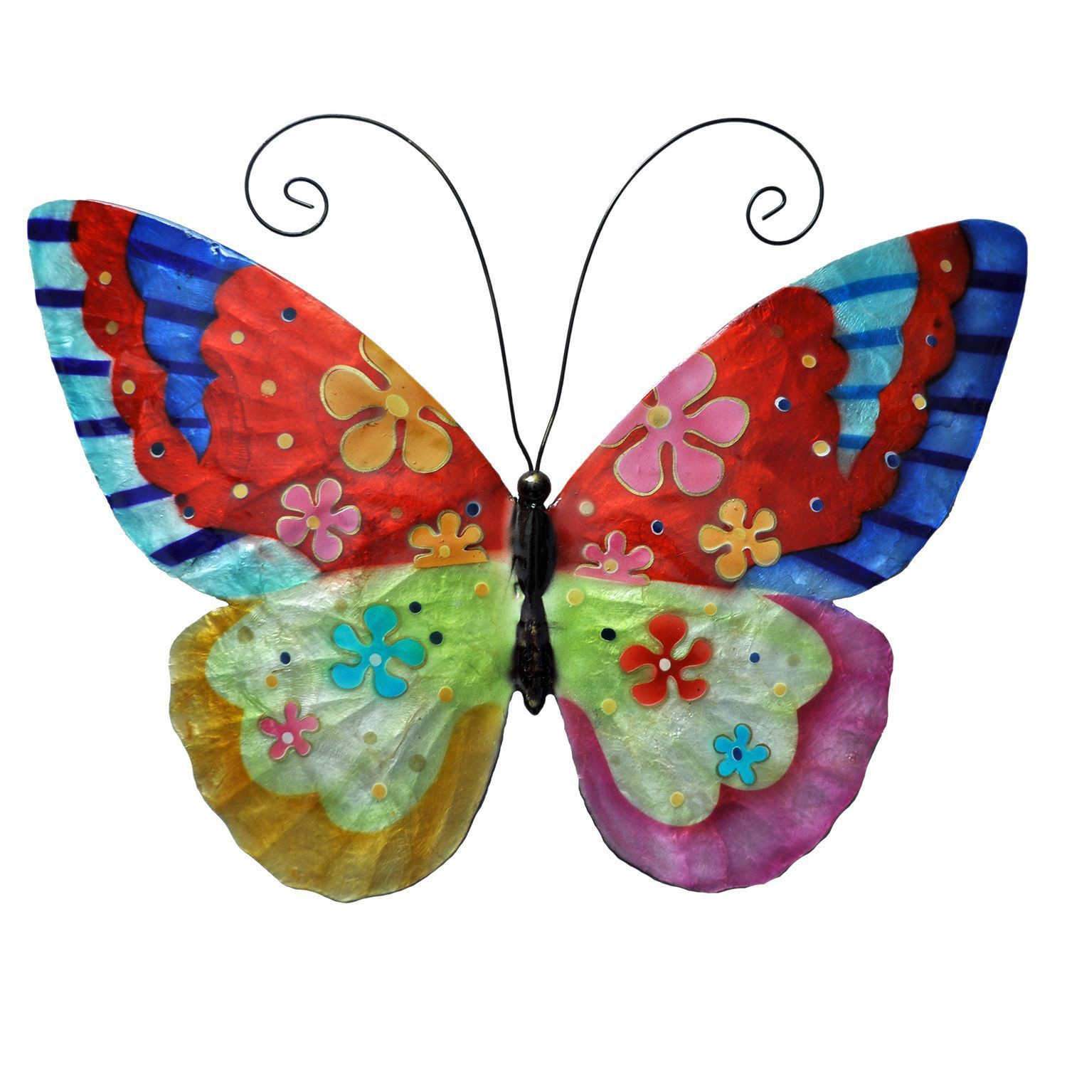 Hand painted Multi colored Metal and Capiz Butterfly Wall Art Philippines